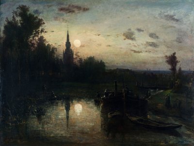 Mondschein in Overschie von Johan Barthold Jongkind